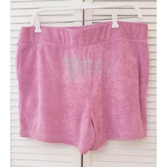 NWT JUICY COUTURE BLING TOWEL TERRY SHORTIE SET DEWBERRY XLARGE - Picture 11 of 15